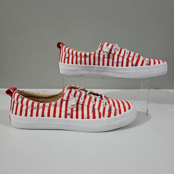Sperry Red and White Striped Athletic Shoes - Picture 4 of 14